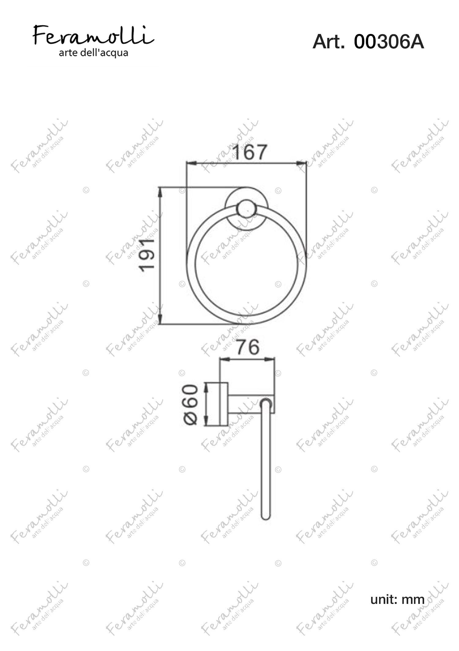 Полотенцедержатель кольцо хром Feramolli CL306A
