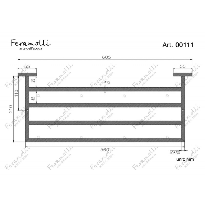 Полка для полотенец настенная черная Feramolli BL111