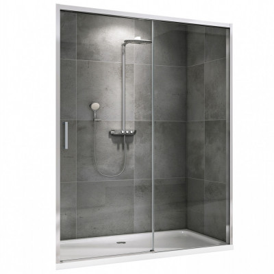 Душевая дверь 150x200см ABBER Komfort AG93150B, прозрачное стекло, профиль хром