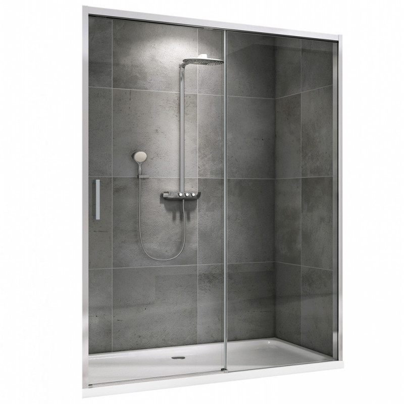 Душевая дверь 150x200см ABBER Komfort AG93150B, прозрачное стекло, профиль хром
