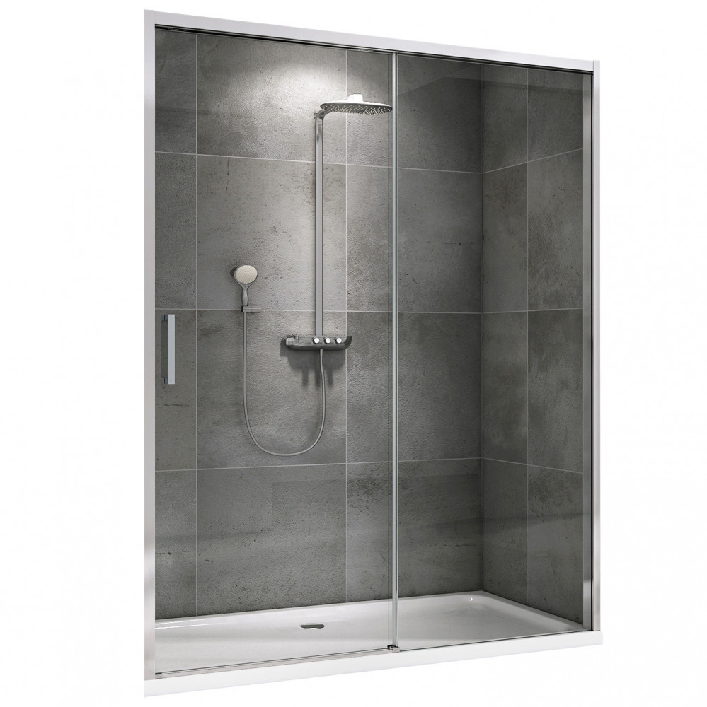 Душевая дверь 150x200см ABBER Komfort AG93150B, прозрачное стекло, профиль хром