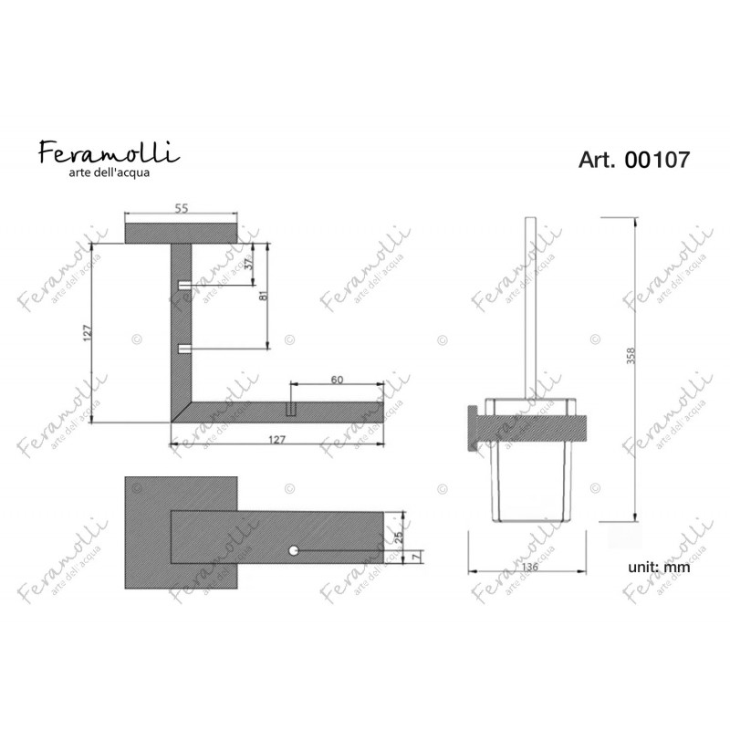 Ершик настенный черный Feramolli BL107