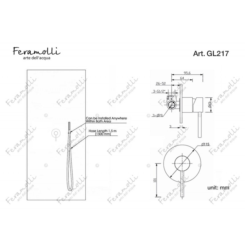 Комплект для душа золото Feramolli GL217