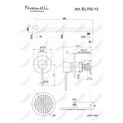Комплект для душа хром Feramolli CL 702-12