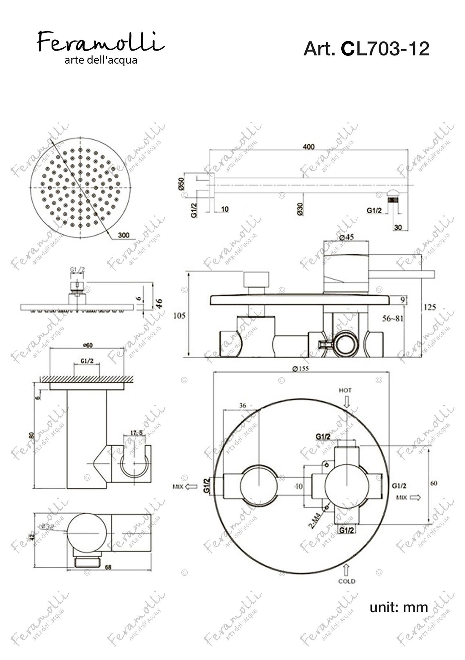 Комплект для душа хром Feramolli CL703-12