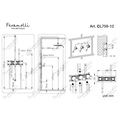 Комплект для душа хром Feramolli CL759-12