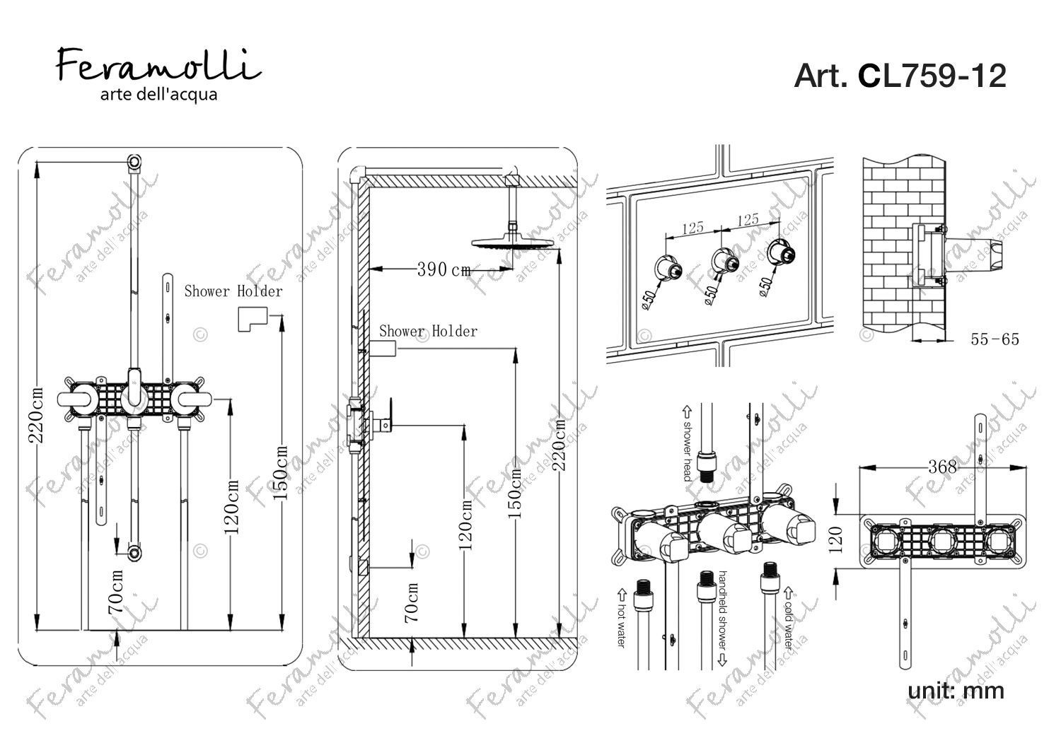 Комплект для душа хром Feramolli CL759-12