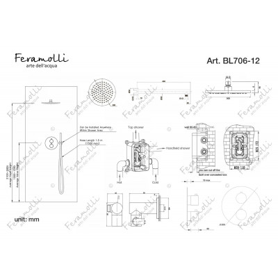 Комплект для душа черный Feramolli BL706-12