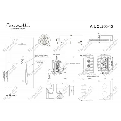 Комплект для душа с термостатом хром Feramolli CL705-12