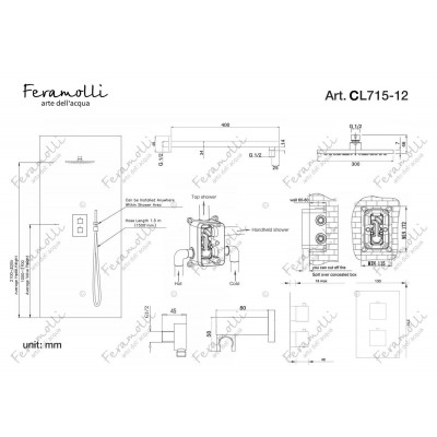 Комплект для душа с термостатом хром Feramolli CL715-12