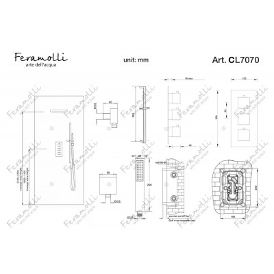 Комплект для душа с термостатом хром Feramolli CL7070