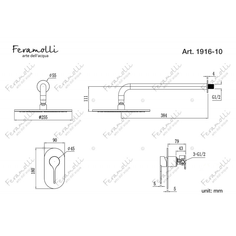 Комплект для душа хром Feramolli CS1916-10