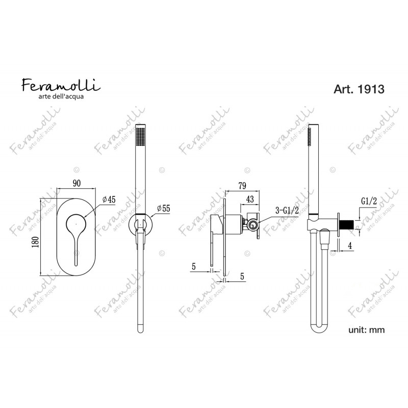 Комплект для душа розовое золото Feramolli ORS1913