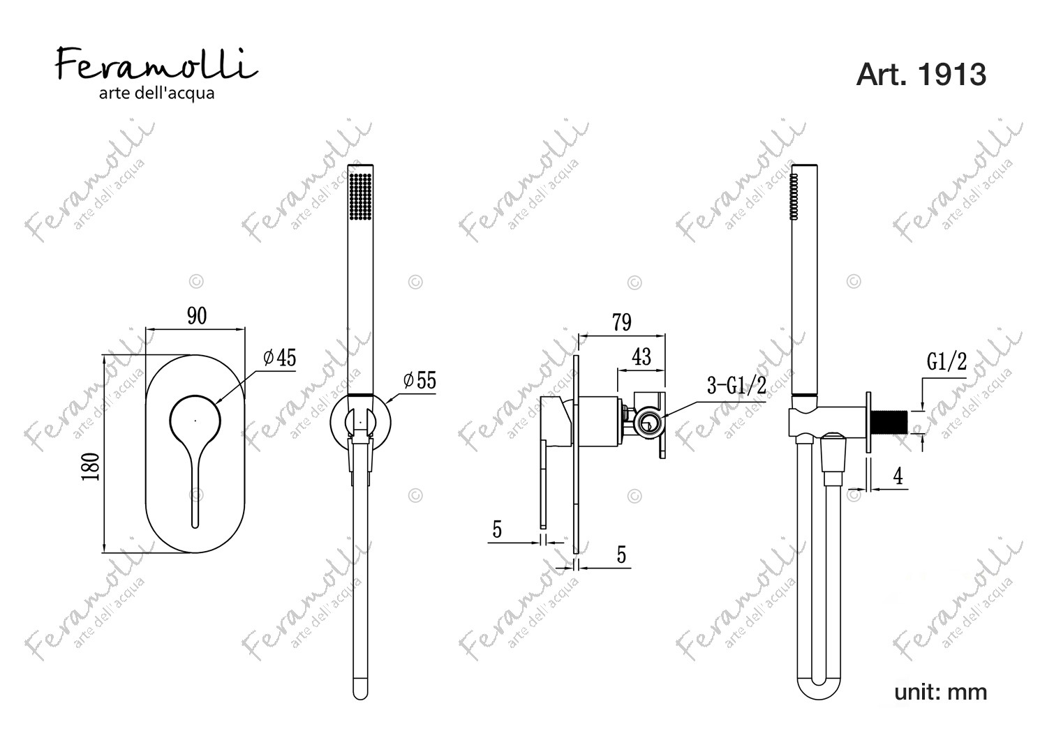 Комплект для душа хром Feramolli CS1913