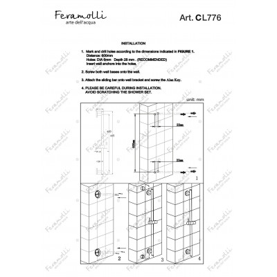 Душевая штанга настенная хром Feramolli CL776