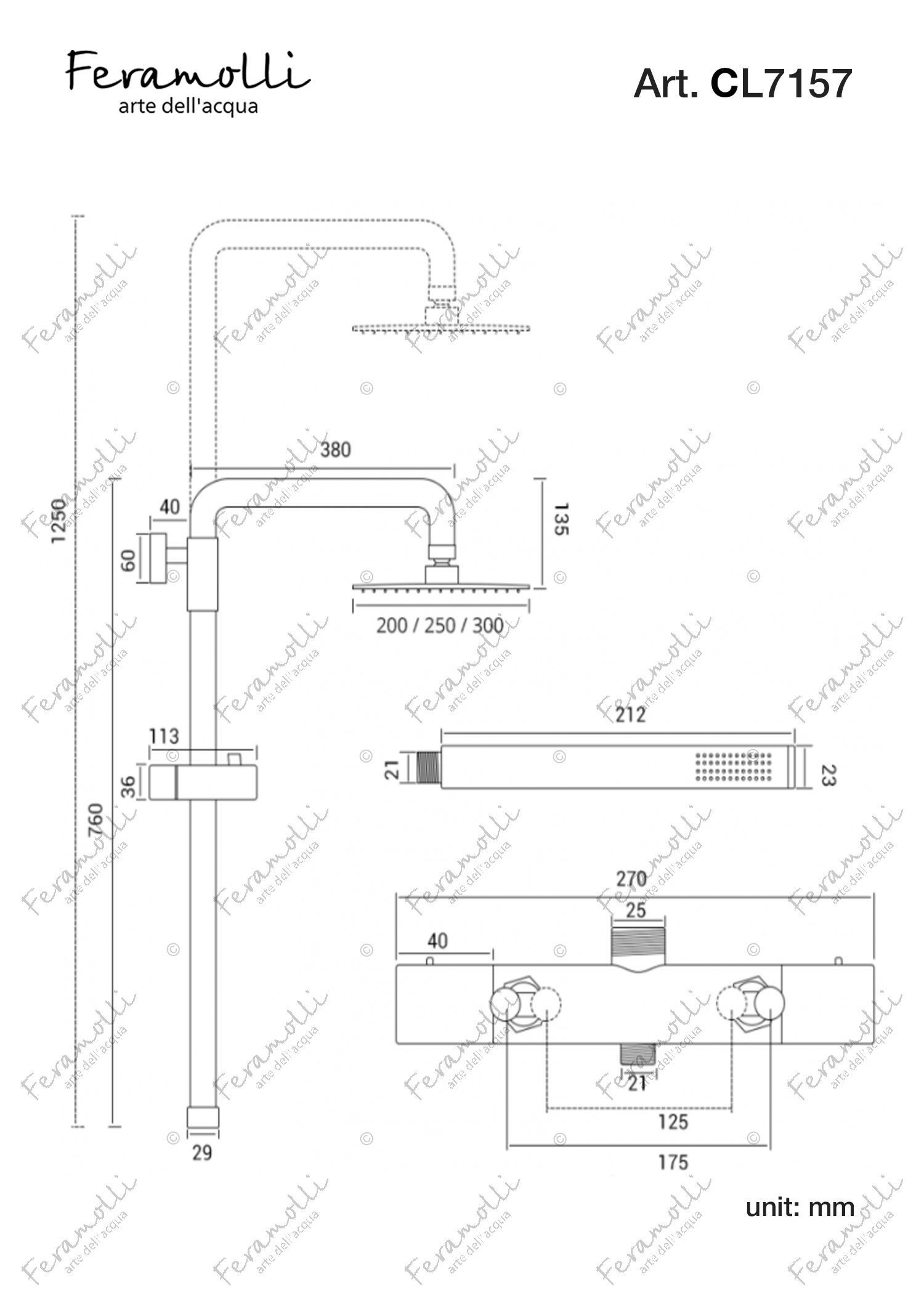 Душевая система с термостатом хром Feramolli CL7157-10