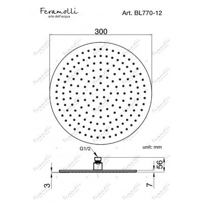 Верхний душ 30см черный Feramolli BL770-12