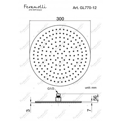 Верхний душ 30см золото Feramolli GL770-12