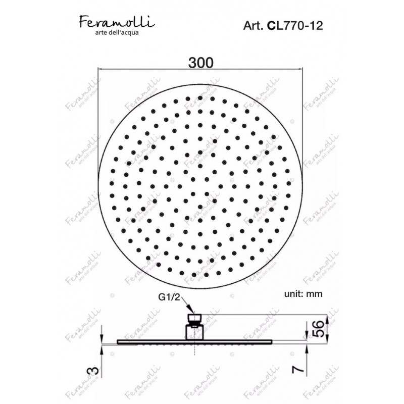 Верхний душ 30см хром Feramolli CL770-12