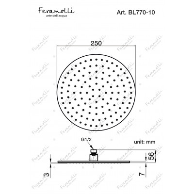 Верхний душ 25см черный Feramolli BL770-10