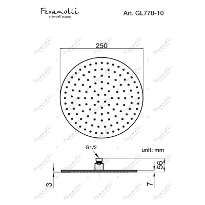 Верхний душ 25см золото Feramolli GL770-10