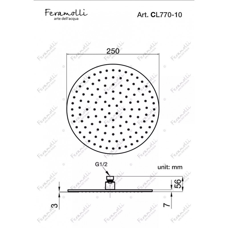Верхний душ 25см хром Feramolli CL770-10