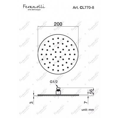 Верхний душ 20см хром Feramolli CL770-8