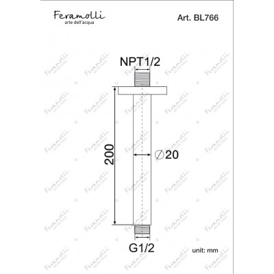 Держатель верхнего душа потолочный черный Feramolli BL766