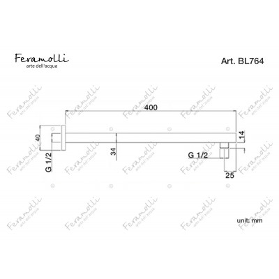 Держатель верхнего душа настенный черный Feramolli BL764