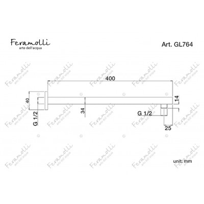 Держатель верхнего душа настенный золото Feramolli GL764