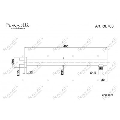 Держатель верхнего душа настенный хром Feramolli CL763
