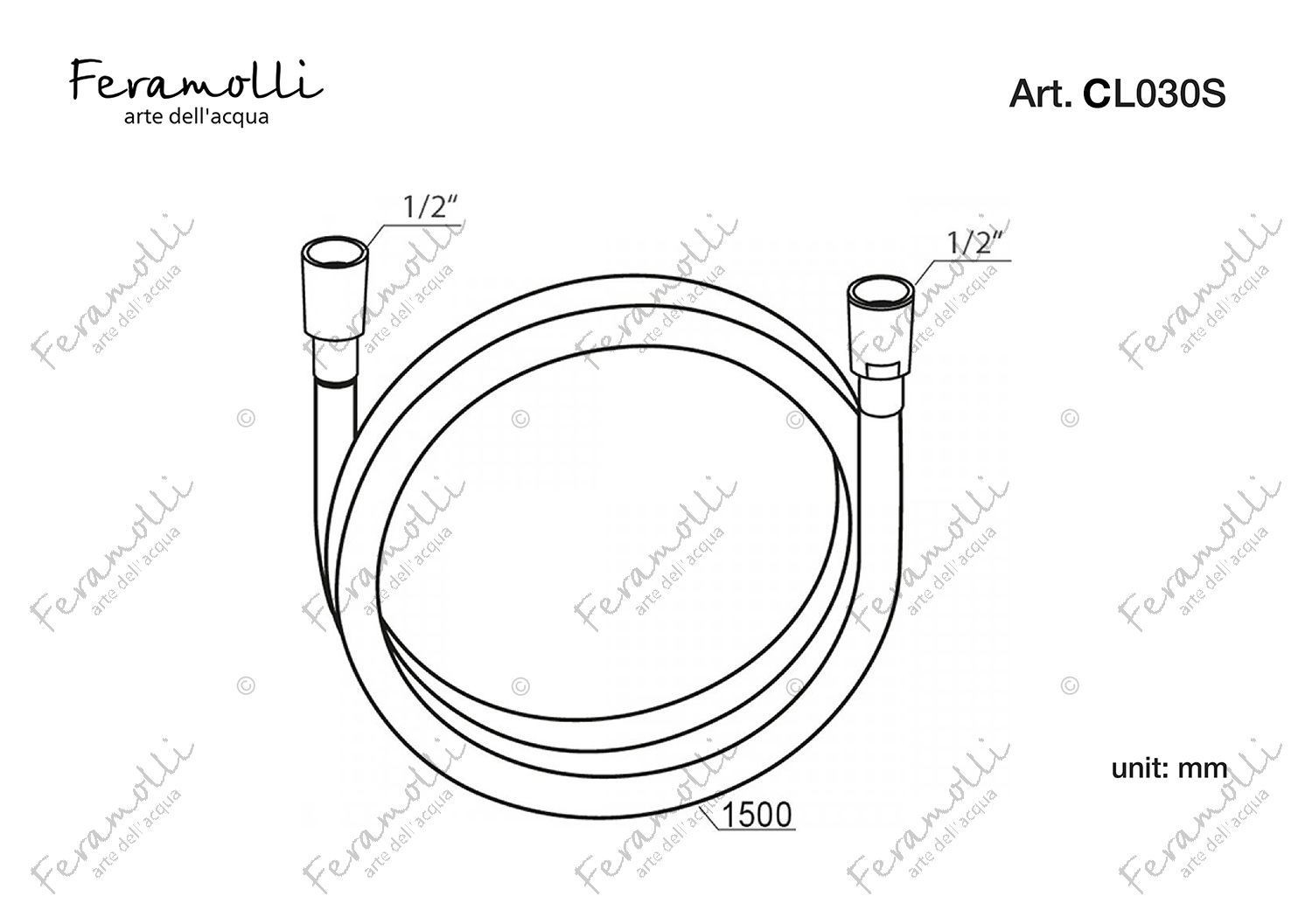 Шланг для душа 150см хром Feramolli CL030S