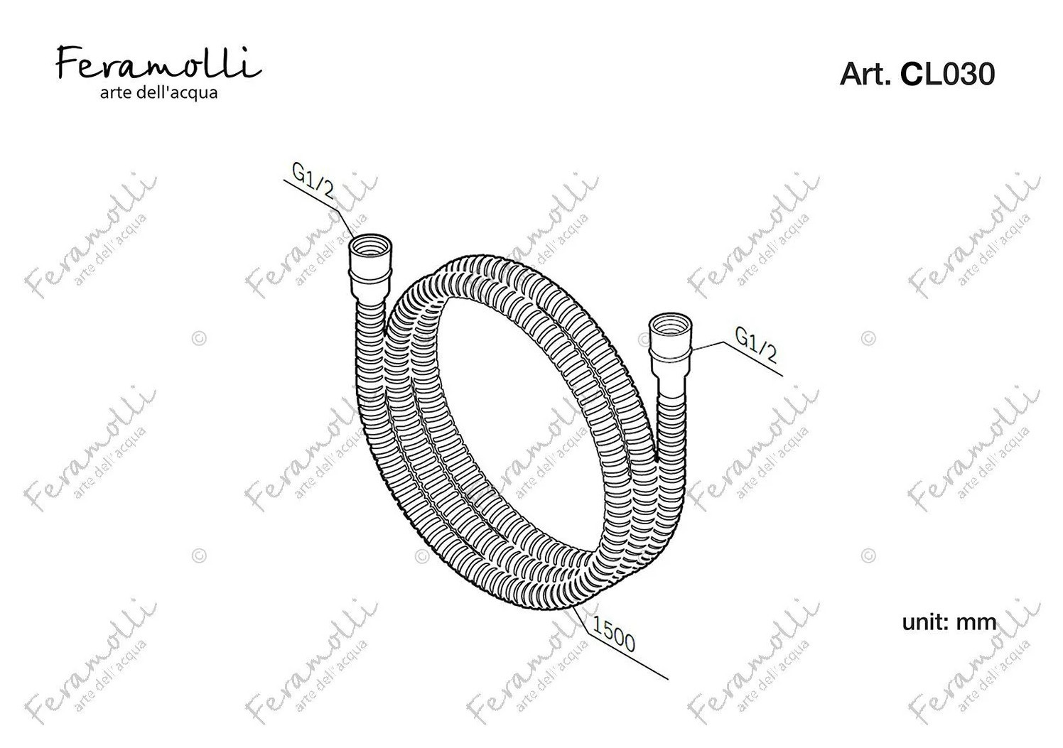 Шланг для душа 150см хром Feramolli CL030