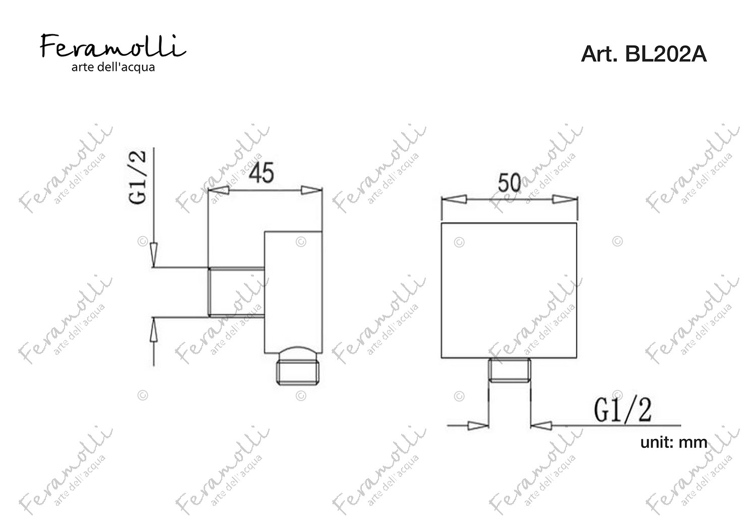 Шланговое подключение черное Feramolli BL202A