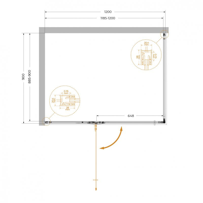 Душевой уголок без поддона хром 120x90см Cezares Liner LINER-AH-1-120/90-C-Cr-L