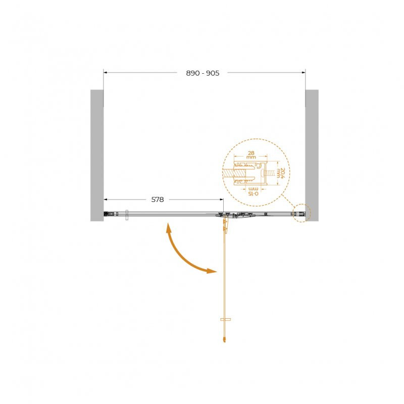 Душевая дверь хром 90x195см Cezares Liner LINER-B-12-90-C-Cr-R