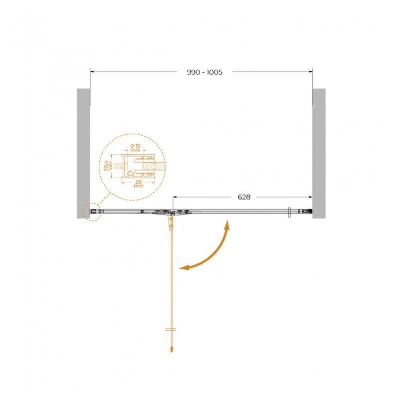 Душевая дверь хром 90x195см Cezares Liner LINER-B-12-90-C-Cr-L