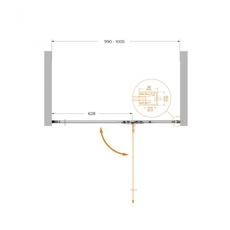 Душевая дверь хром 100x195см Cezares Liner LINER-B-12-100-C-Cr-R