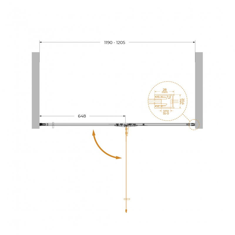 Душевая дверь хром 120x195см Cezares Liner LINER-B-12-120-C-Cr-R