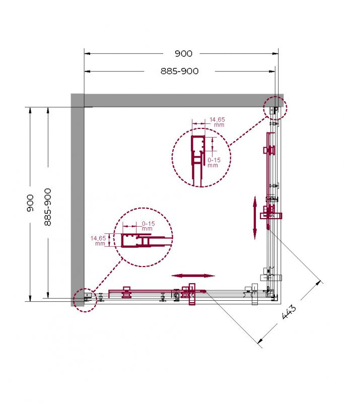 Душевой уголок без поддона хром 90x90см Belbagno MARINO-A-2-90-C-CR