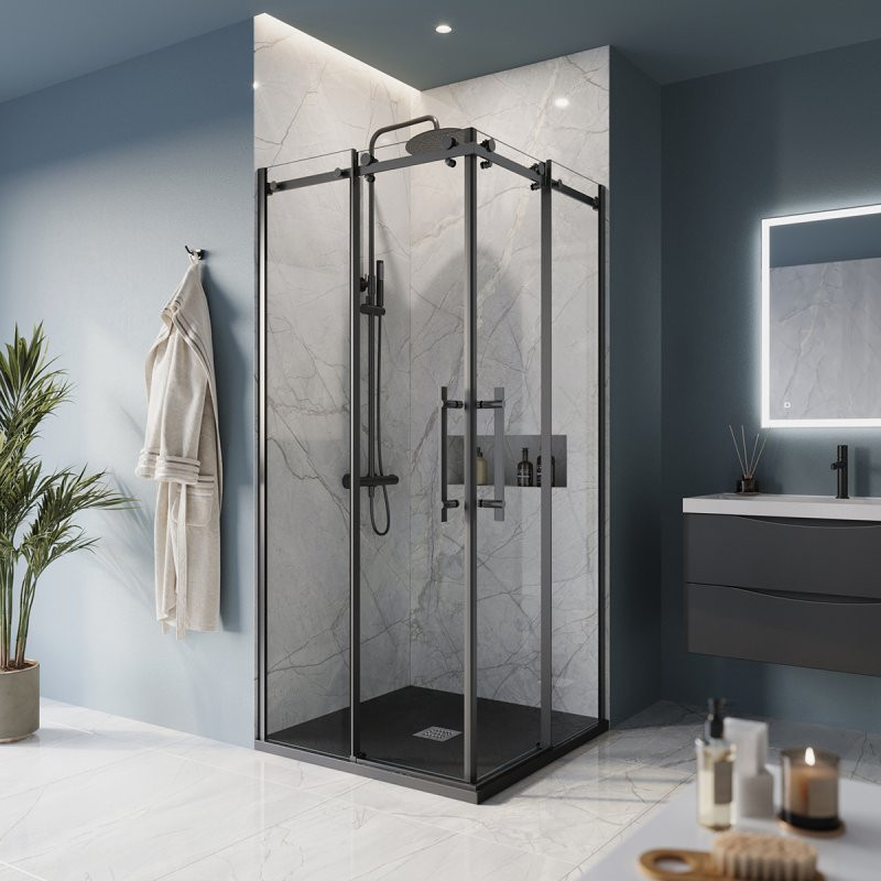 Душевой уголок без поддона черный 90x90см Belbagno MARINO-A-2-90-C-NERO