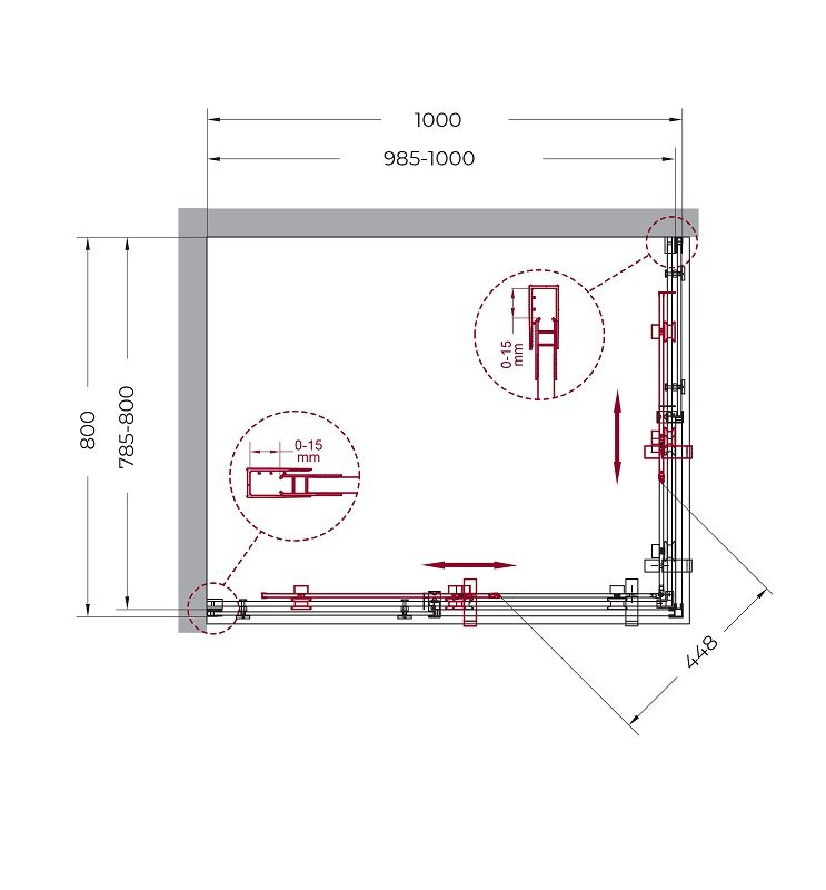 Душевой уголок без поддона хром 100x80см Belbagno MARINO-AH-2-100/80-C-CR