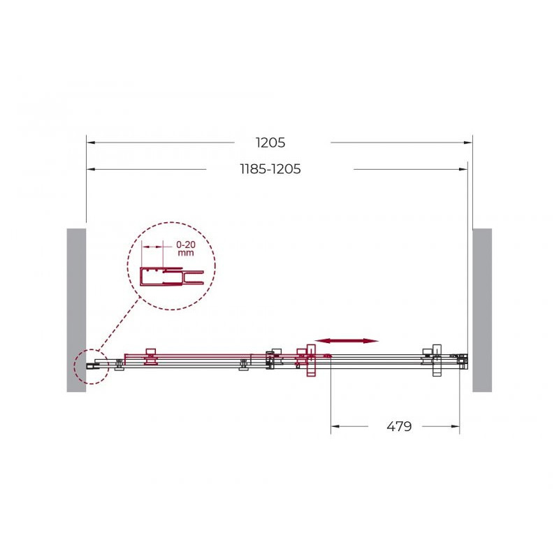 Душевая дверь хром 120x195см Belbagno MARINO-BF-1-120-C-Cr
