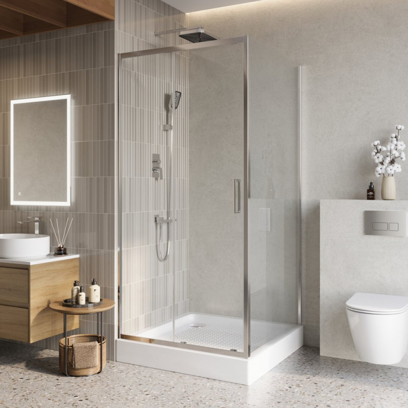 Душевой уголок без поддона хром 100x100см Belbagno LUCE-A-1-100/100-C-Cr