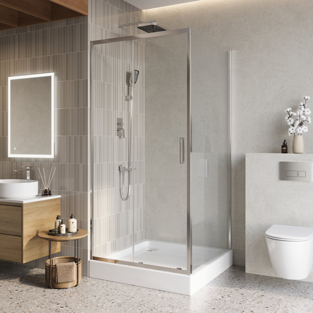 Душевой уголок без поддона хром 100x100см Belbagno LUCE-A-1-100/100-C-Cr