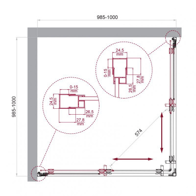 Душевой уголок без поддона хром 100x100см Belbagno LUCE-A-2-100-C-Cr
