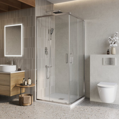 Душевой уголок без поддона хром 80x80см Belbagno LUCE-A-2-80-C-Cr
