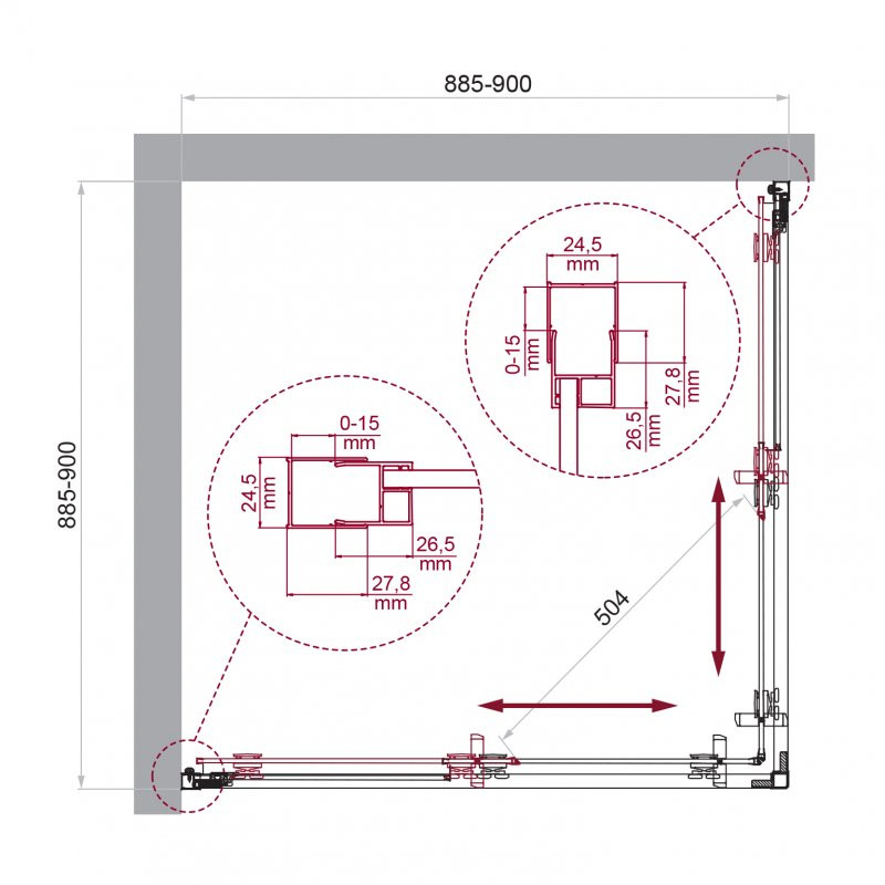 Душевой уголок без поддона хром 90x90см Belbagno LUCE-A-2-90-C-Cr