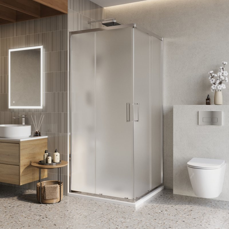 Душевой уголок без поддона хром 90x90см Belbagno LUCE-A-2-90-P-Cr