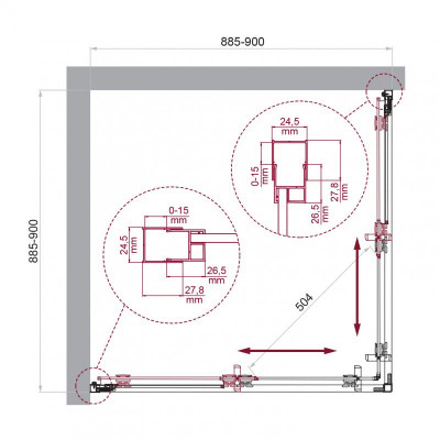 Душевой уголок без поддона хром 90x90см Belbagno LUCE-A-2-90-P-Cr
